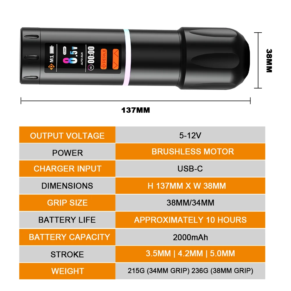 PEPAX H3 Kabelloses Tattoo-Pen-Gerät mit 2 Akkus, geräuscharmer Motor, Tattoo-Pen für Tattoo-Kartuschennadeln, für Künstler – Detail 4