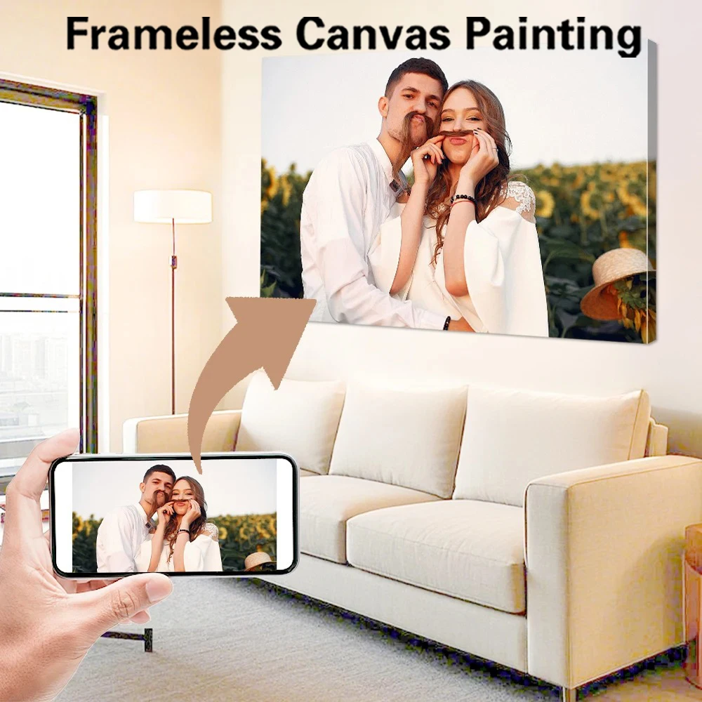 

1 шт. безрамная персонализированная картина на холсте с фотографией для свадьбы, декоративное изображение для украшения комнаты, съемный настенный декор