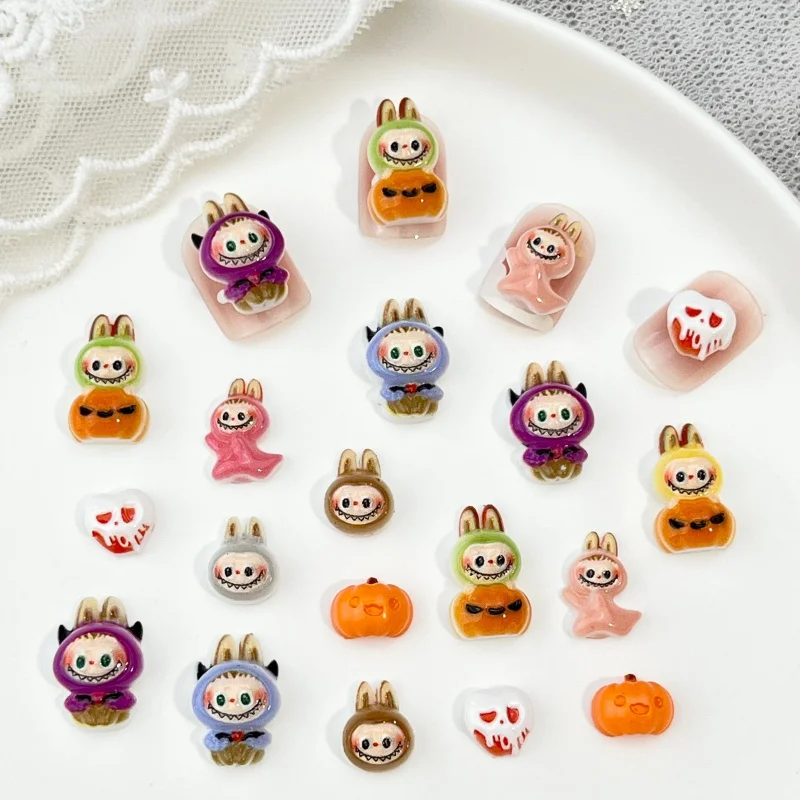 LYLE 20Pcs Cute Spooky Halloween Cartoon Nail Art Charms 3D BuLaBU Skull Pumpkin Resin Flatback DIY Nail Decorations Bling Set view 2