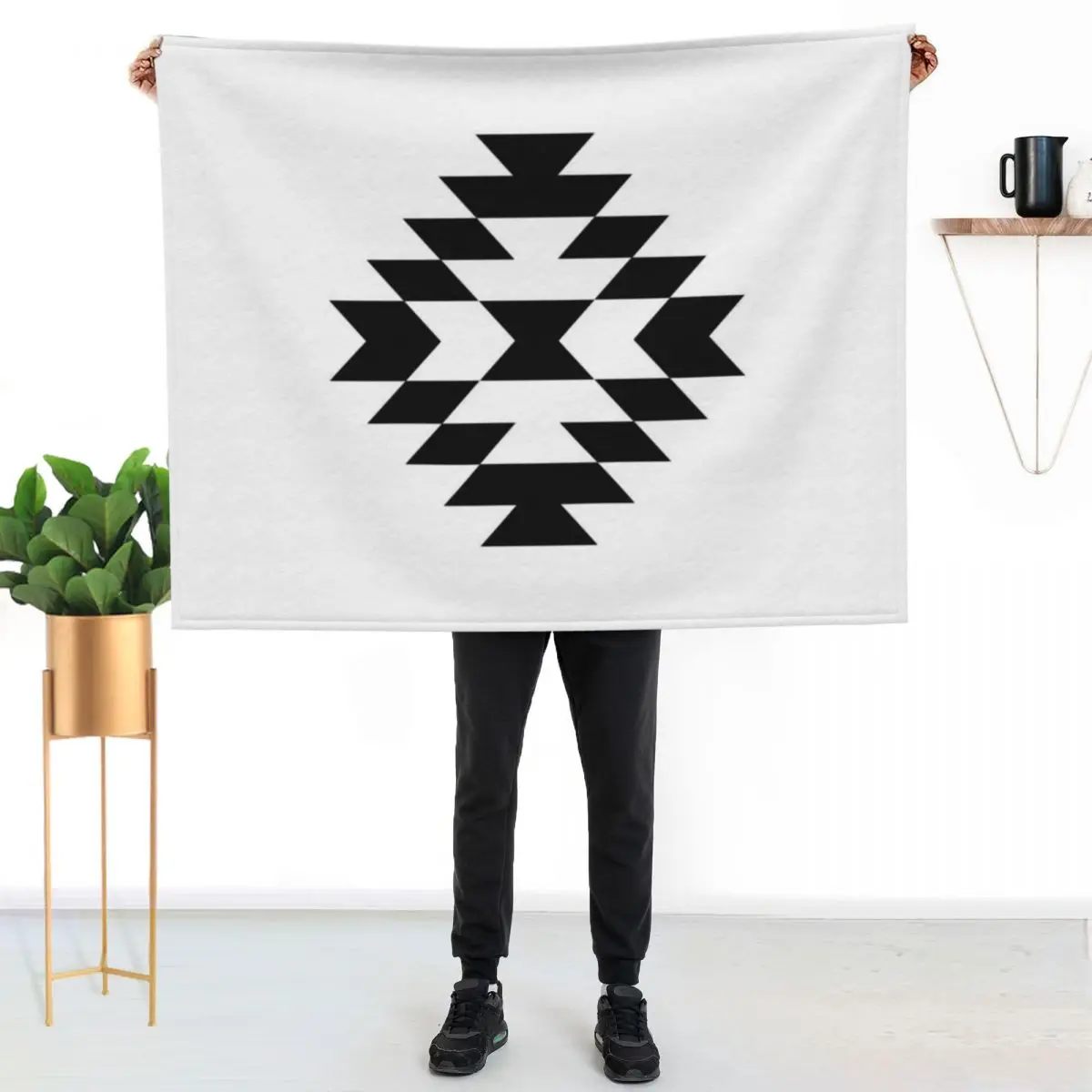Aztec Stylized Symbol Black and White Throw Blanket Soft Travel christmas decoration Custom Tourist blankets ands Blankets