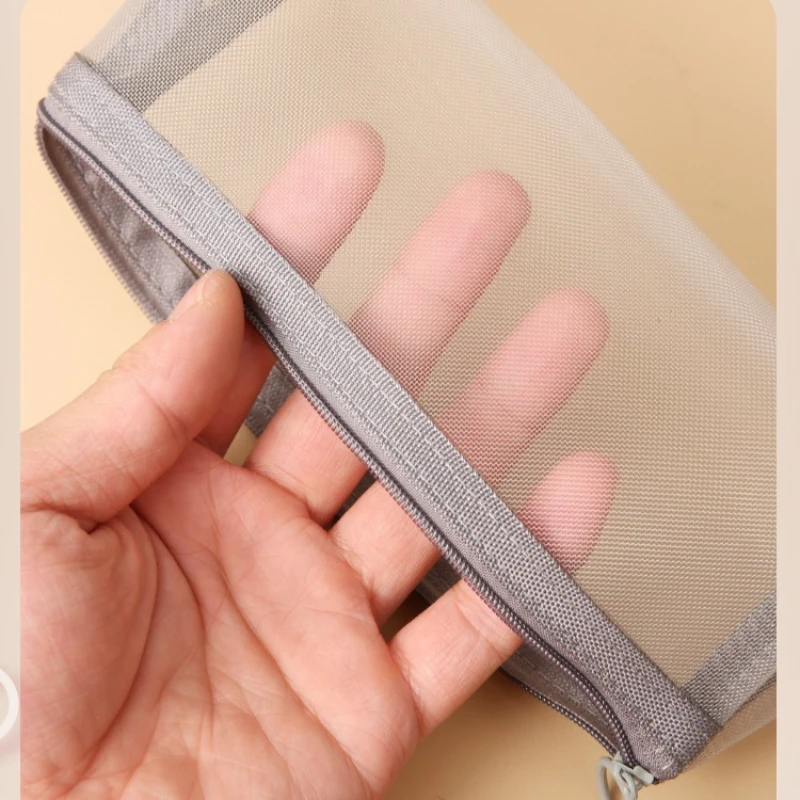 Transparent Mesh Triangle Pencil Case, Large Capacity Student Exam Stationery Pouch, Nylon Mesh Pen Storage Bag Back To School