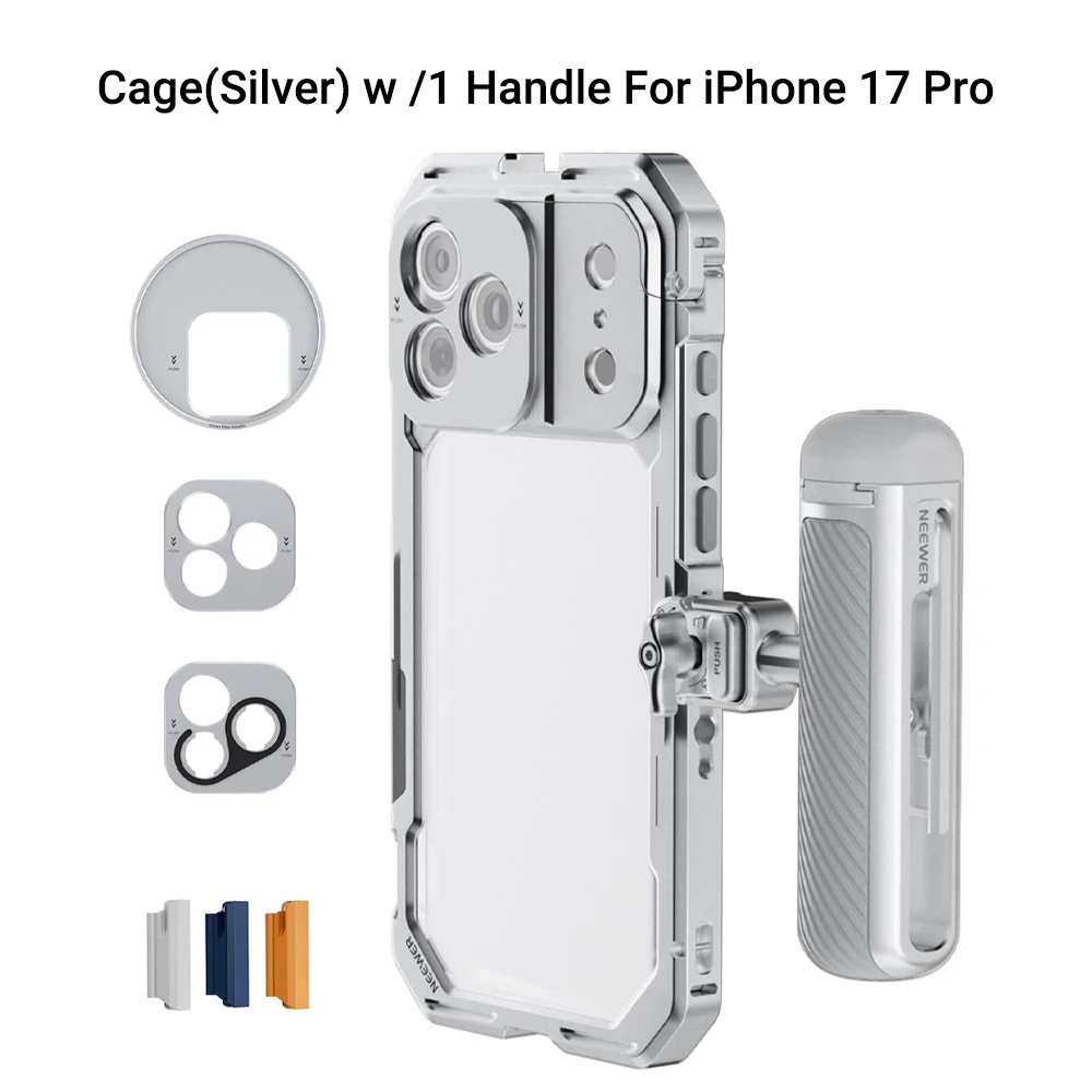 NEEWER Telefoon Cage Kit voor iPhone 17 Pro/Pro Max, Videorig Stabilisator Accessoires met 67mm Filterring, 17mm Lens Achterplaat