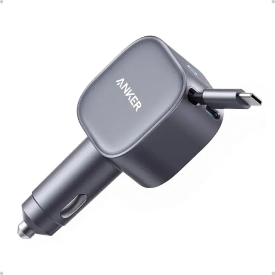 

Retractable USB-C Car Charger, 75W Max Fast Charging with Built-in Retractable Cable Car Adapter, Car Accessories for iPhone 17