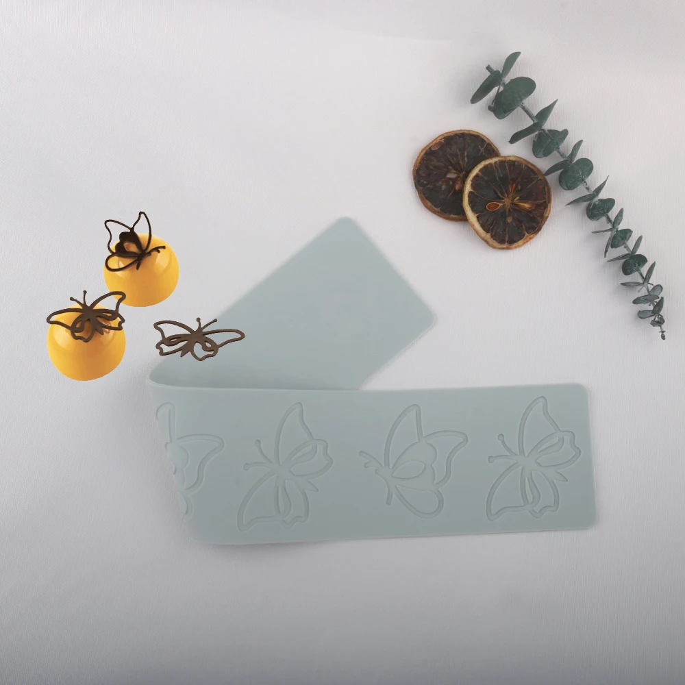 قالب سيليكون مفرغ من الدانتيل على شكل فراشة لترتيب قوالب المعدة الجزيئية لشقوق الشوكولاتة #5