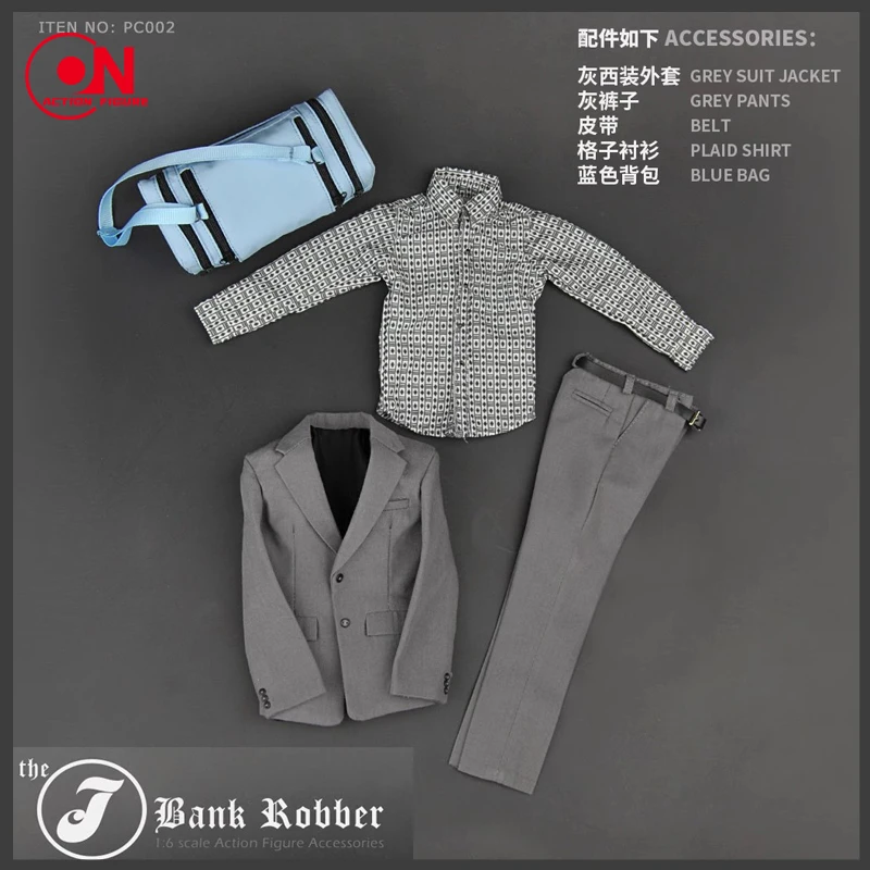 

PC002 1/6 Scale Male Back Robber Costume Suit Shirt Bag Clothes Set Model Fit 12'' Male Soldier Action Figure Body Dolls