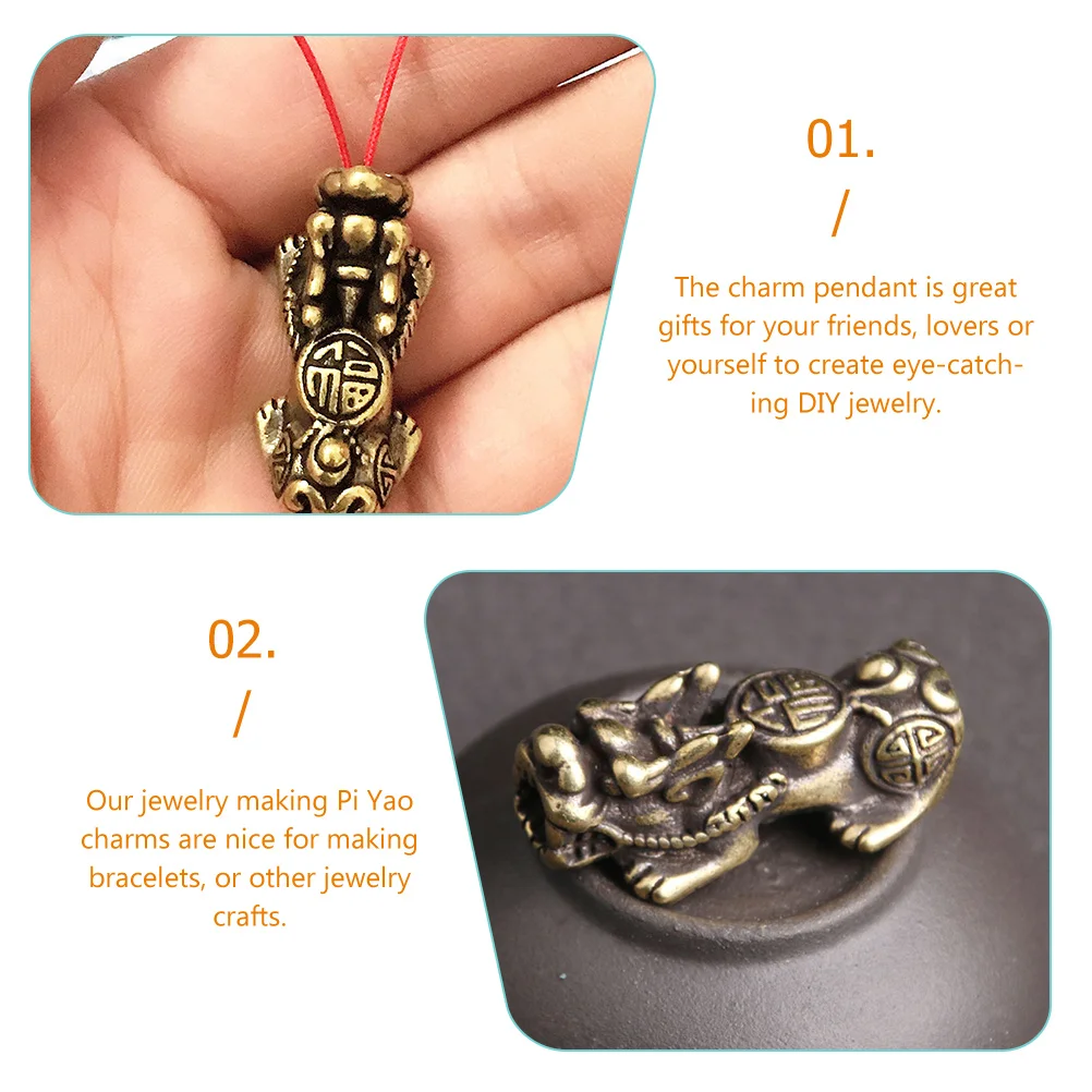 

Brass Pi Yao Charm Pendant for DIY Jewelry Bracelets Anklets Making Supplies Chinese Beads Amulet Charms