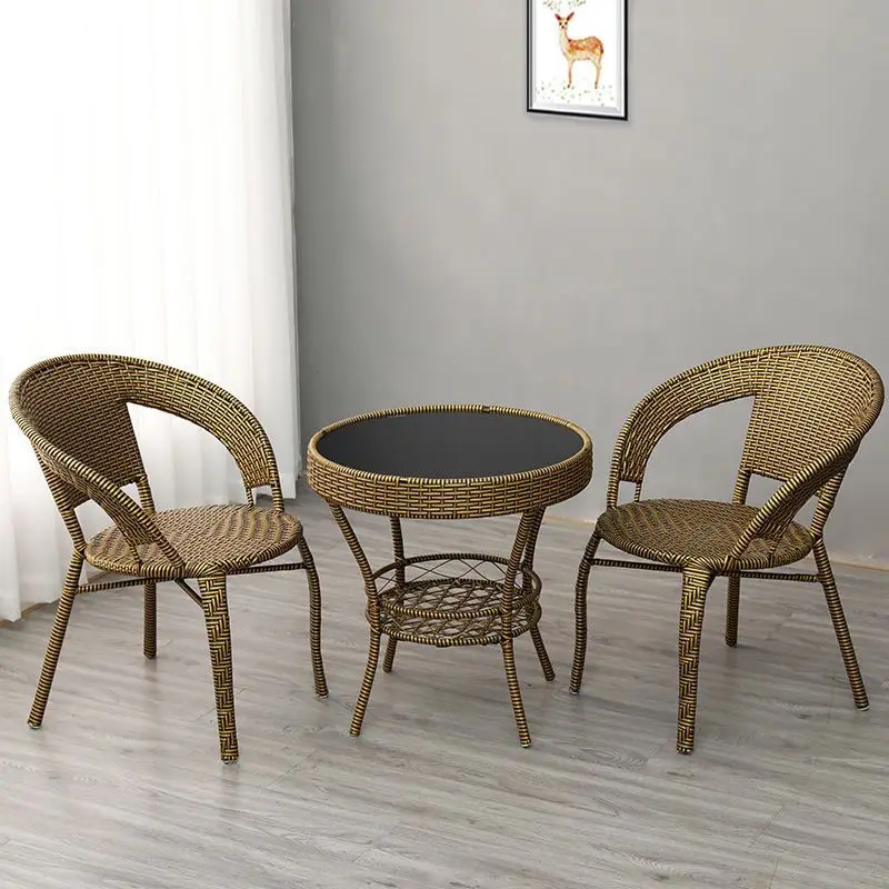 

Balcony tea table chair, backrest chair, household outdoor three-piece set
