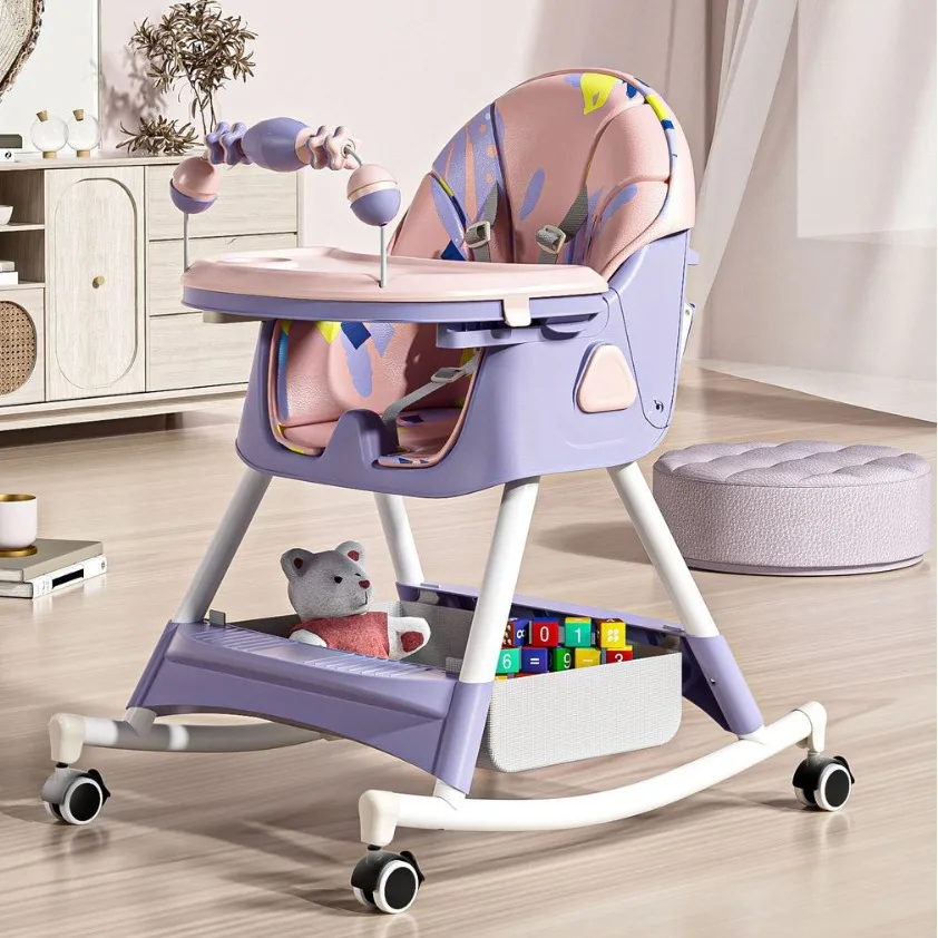 Babyfond Multifunctional Baby High Chair, Convertible Rocking‑Horse Toddler Seat, Foldable Reclining Infant Dining Seat