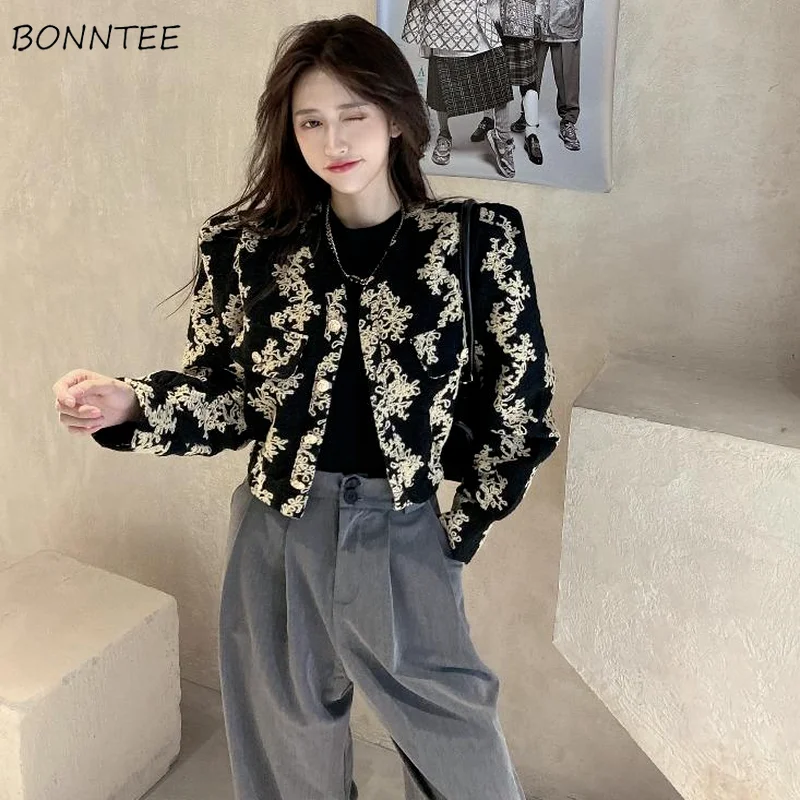 Jackets Women Slim Print Sexy Ladies Coats Cropped All-match Korean Style Trendy Elegant Harajuku Popular College Lovely Cozy