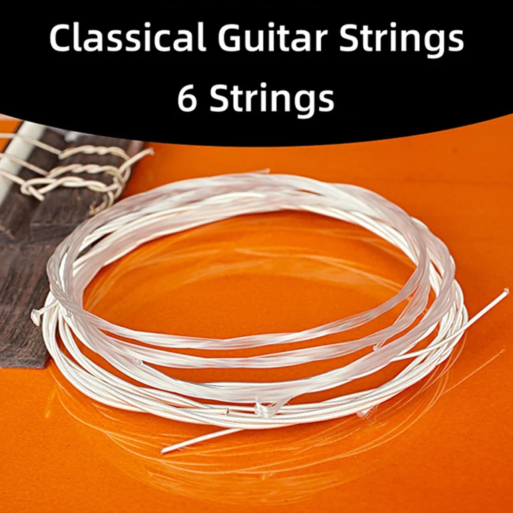 Premium 6-Piece Classical Guitar String Set Clear Nylon & Silver-Plated Copper Wound Strings For Exceptional Tone Guitar Part