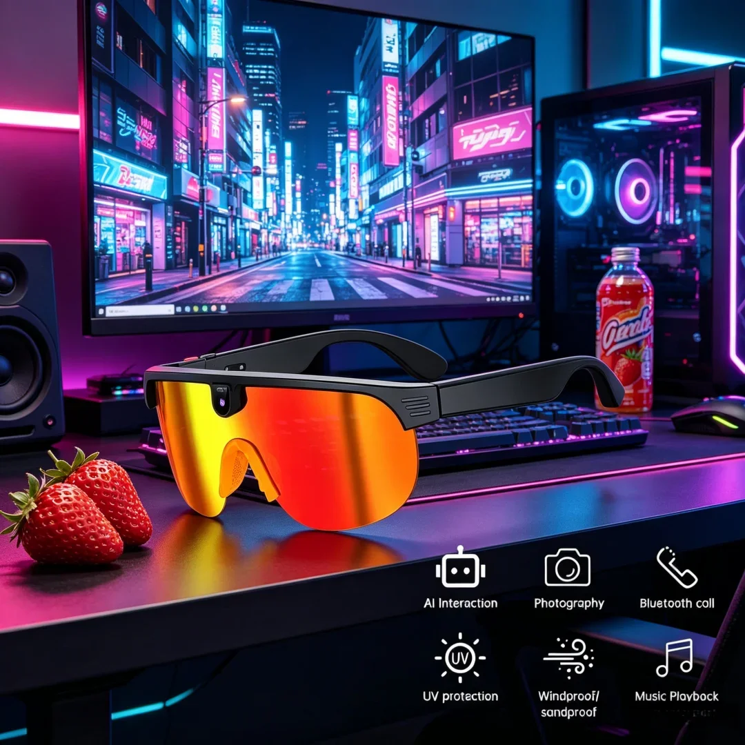 

Luxe AI Smart Glasses Men Robust Cycling Glasses Camera Vivid Video Recording Swift Translation Sunglasses Stable Bluetooth Call