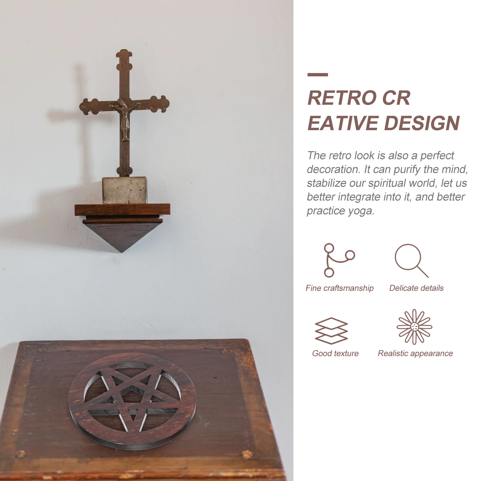 

Wooden Pentagram Altar Tile Premium Wood Carving For Yoga Ceremony Spiritual Practice Home Altar Decoration