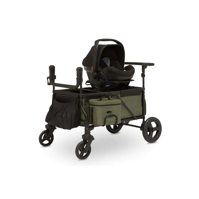 Deluxe 4 Seater Stroller Wagon City Wagon Cruiser Stroller 3 Point Safety Harness Black All Weather