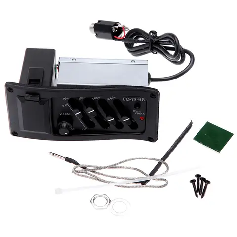 4-Band EQ Equalizer Piezo Pickup EQ-7545R Pre-Amp Acoustic Guitar Preamp Amplifier Tuner Guitar Tuner