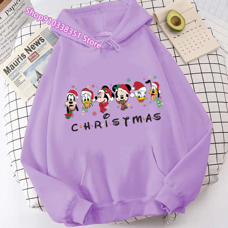 High Quality Minnie Mickey Mouse Pullover Hoodie Women Street Christmas Printing Y2k Sweatshirt Ins Spring Loose Long Sleeve