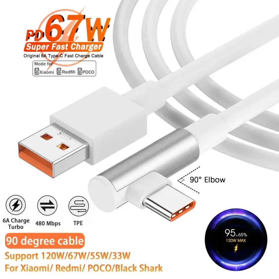 67 W Xiaomi 6A USB Typ C Turbo Ladekabel Für Mi 14 13 12 Pro Poco F4 GT Redmi Hinweis 13 12 K60 90 Grad Tipo Cabo