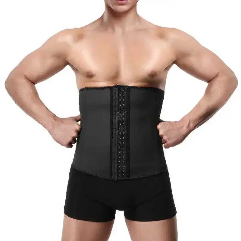 9-Steel-Bone Shapewear Men Latex Waist Trainer Corsets Body Shaper Slimming Tummy Control Cincher Weight Loss Sport Girdle