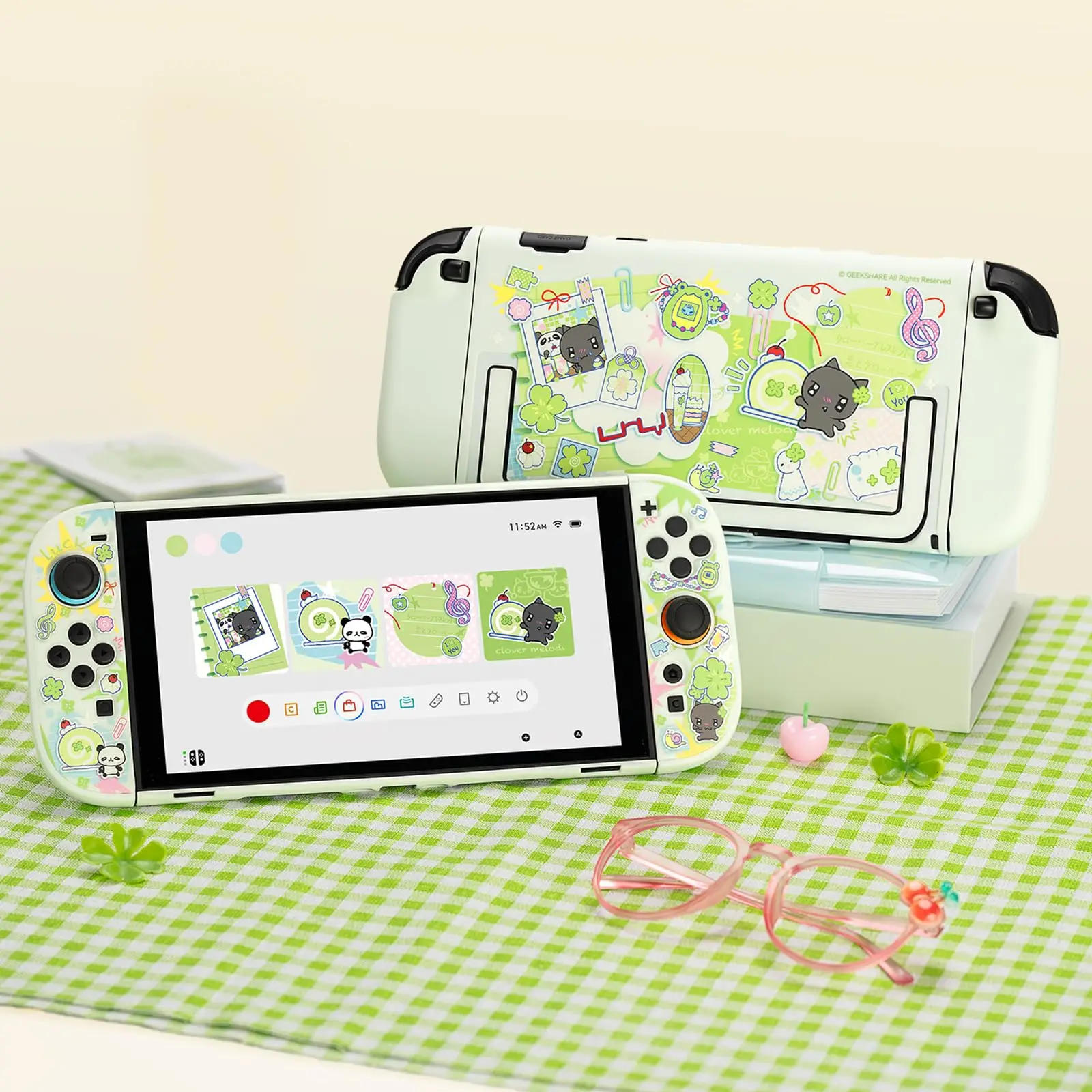 

Защитный чехол GeekShare Slim, совместимый с Switch 2 (2025), с возможностью подключения к док-станции, жесткий корпус — Lucky Clover Mem