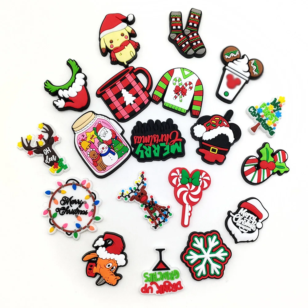 New Christmas Cartoon PVC Rubber Shoe Charms Accessories for Crocs Sandals DIY Y2k Fashion Toys Anime Cartoon Frind Kawaii Cute