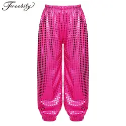 Kids Boys Girls Hip-hop Jazz Street Dance Stage Performance Costume Shiny Dots Sequin Pants Trousers Party School Show Dancewear