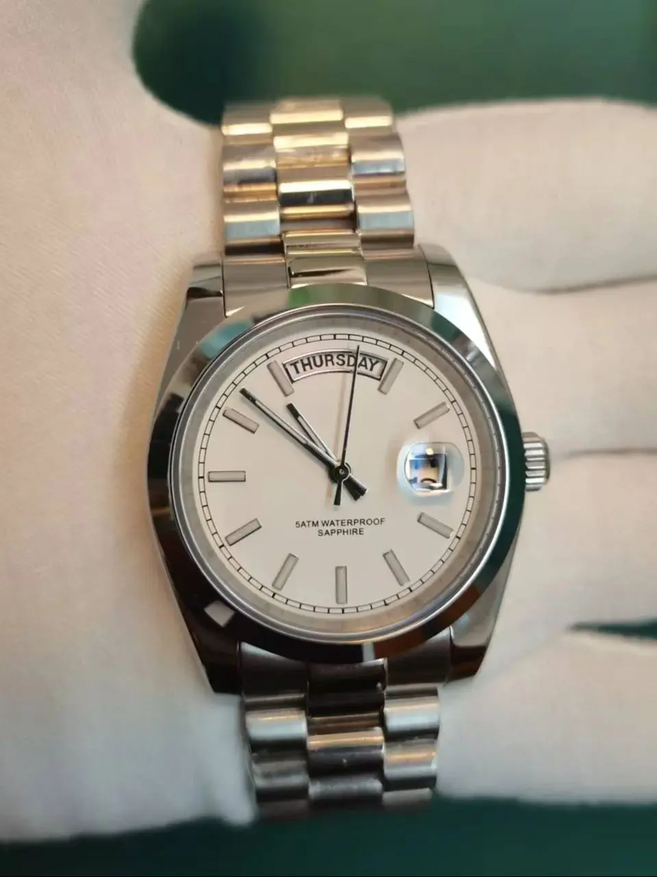 Montre pour hommes de petite taille verre saphir acier inoxydable natation 50M étanche affaires battre mouvement à Quartz DD36MM montre-bracelet