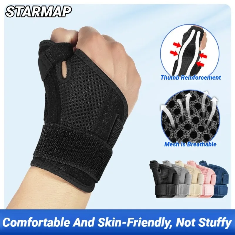 1Pcs Flexible Splint Wrist Thumb Support Brace For Tendonitis Arthritis Breathable Protector Guard Fits Right And Left Hand
