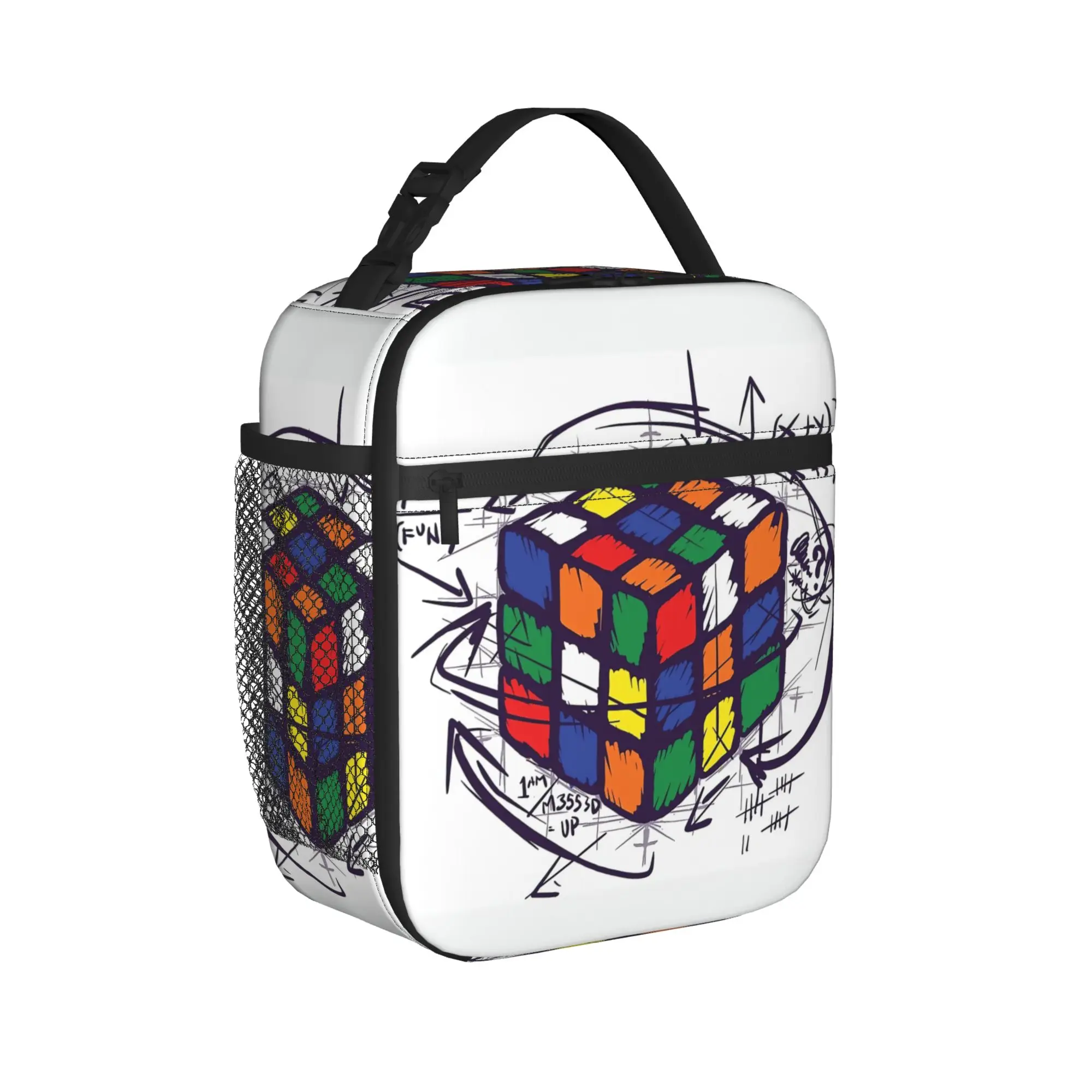 Math Rubik Rubix Rubics Player Cube Math Lunch Bag Lunch Box Picnic Portable Insulated Tote Food Bags For Unisex Cooler Bag