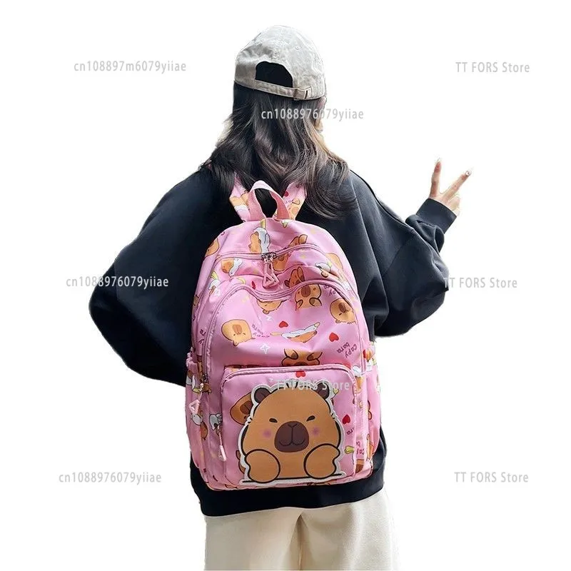 Cute Large-capacity Capybara Kids Backpack Cartoon Breathable Waterproof Ultra-light Student Backpack Suitable for Preschool