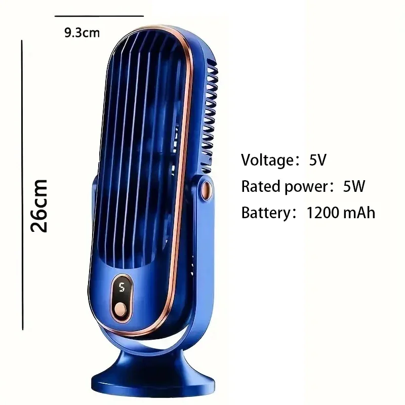 Neuer Verbesserter Tragbarer Schreibtischventilator mit Doppelmotor, Große Kapazität, Wiederaufladbarer Akku, Moderner USB-Kühlventilator, Leiser Persönlicher Ventilator für Unterwegs – Detail 15