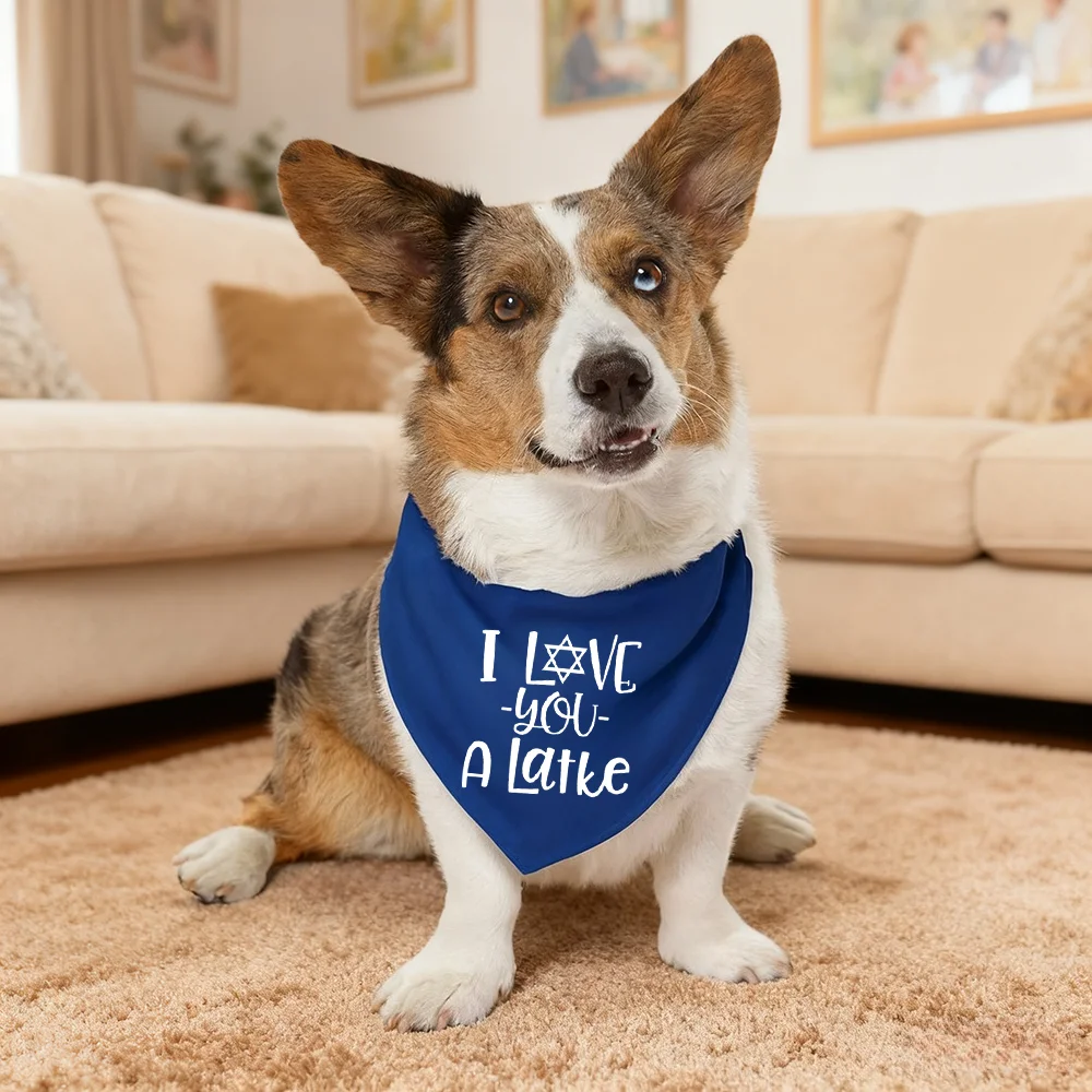 

I Love You A Latke Dog Bandana for Hanukkah Jewish Dog Gift Hanukkah Dog Scarf Hanukkah Pet Cloth Christmas Gift Decoration