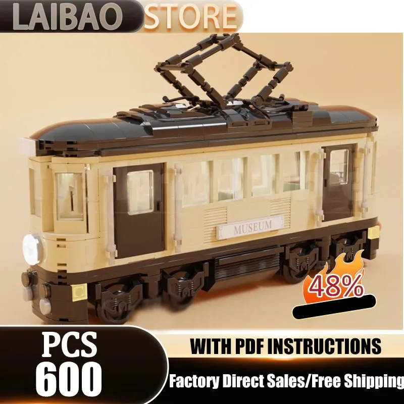 Railway Train Moc Building Blocks Retro electric car Technology Bricks Christmas Assembly Street View Toys Constructrion Gifts
