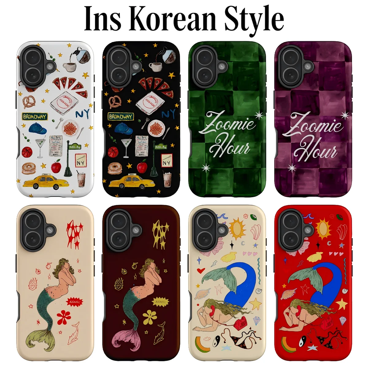 Luxury Clmj Y2K Korean Art Phone Case for Samsung Galaxy S23 S24 S25 S26 FE Plus Ultra Edge 4G 5G Luxury Double-layer Back Cover