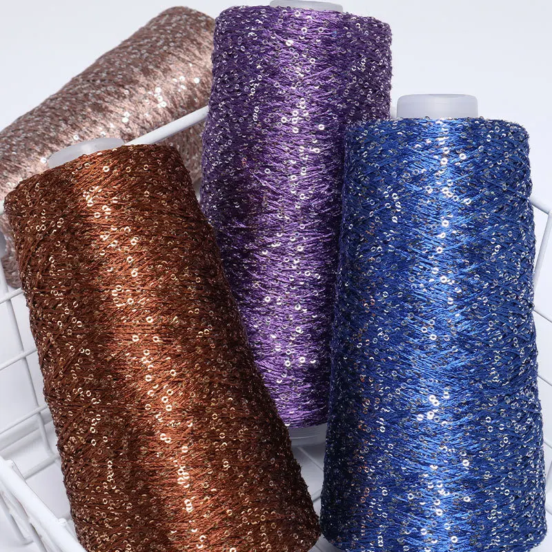 

250g Shiny Dense Bead Yarn, 2mm Glitter Short Distance Bead Companion Thread,DIY Fashion Clothing Hat Accessories Crochet Thread
