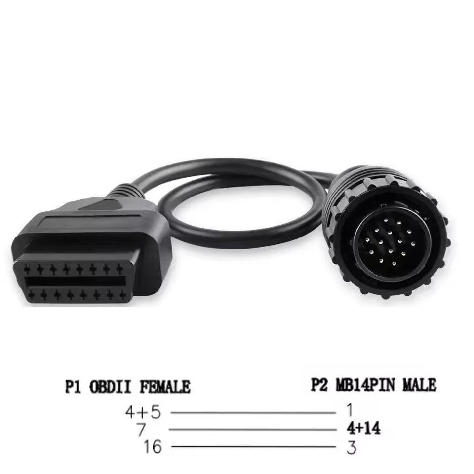 NEW For Mercedes FOR BENZ Sprinter 14pin To 16Pin car Tool Diagnostic cable 14 Pin OBDII OBD2 OBD II ODB 2 16 Pin Adapter Tool