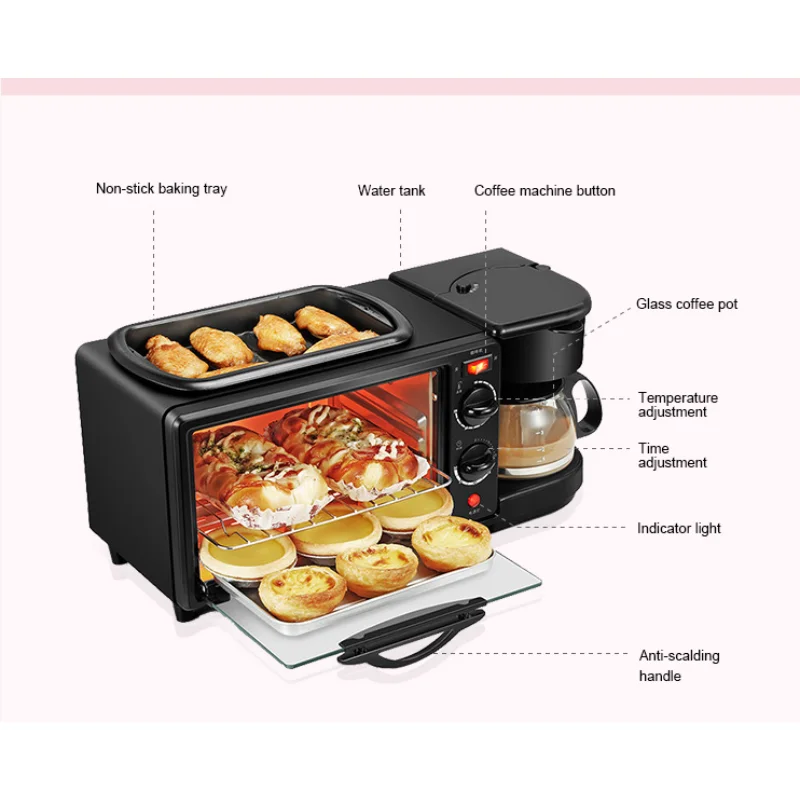 3 in 1 automatic electric bread toaster oven multi function 3 in 1 breakfast makers