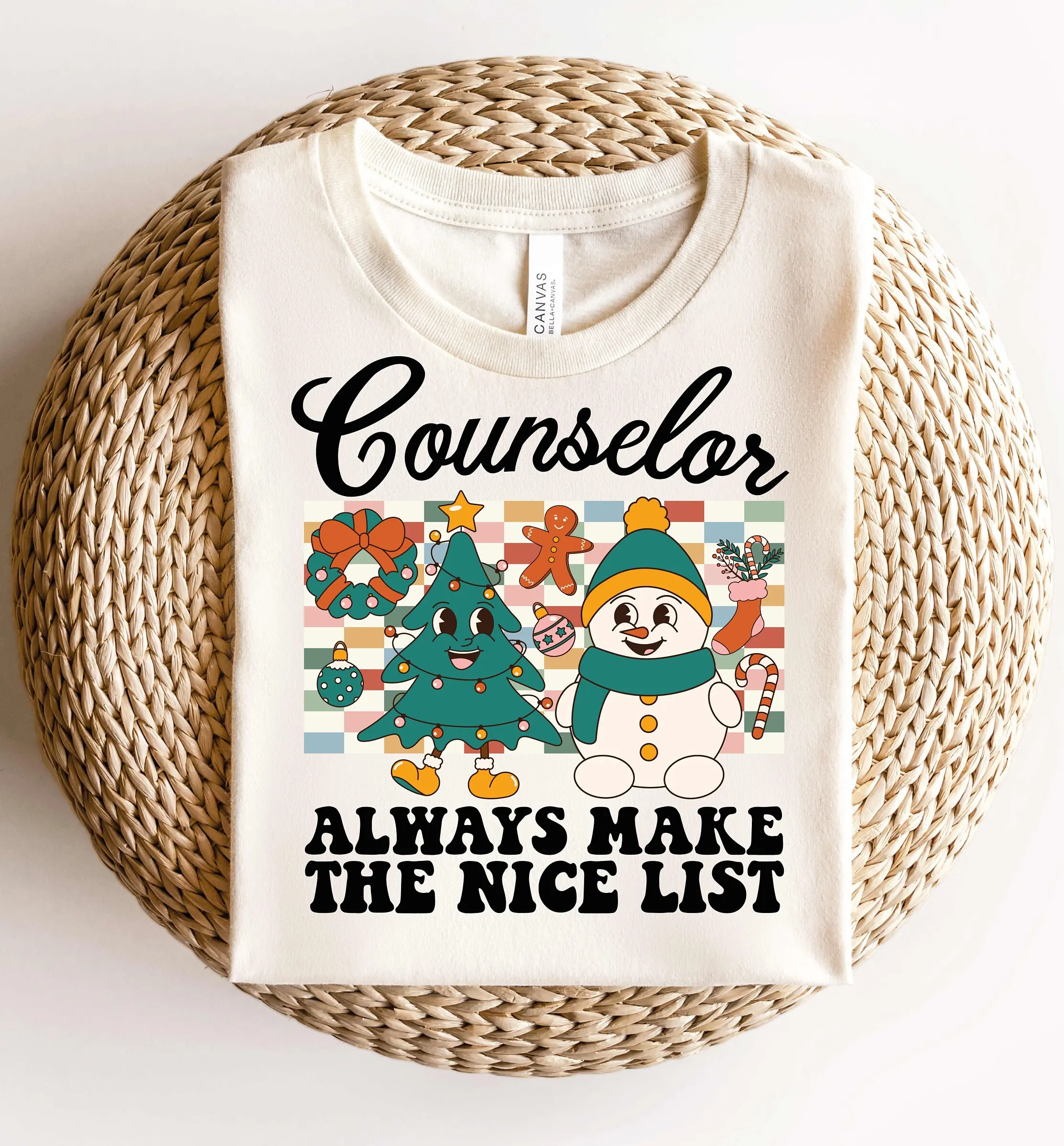 School Counselor Christmas T Shirt Teacher Elementary Xmas Retro