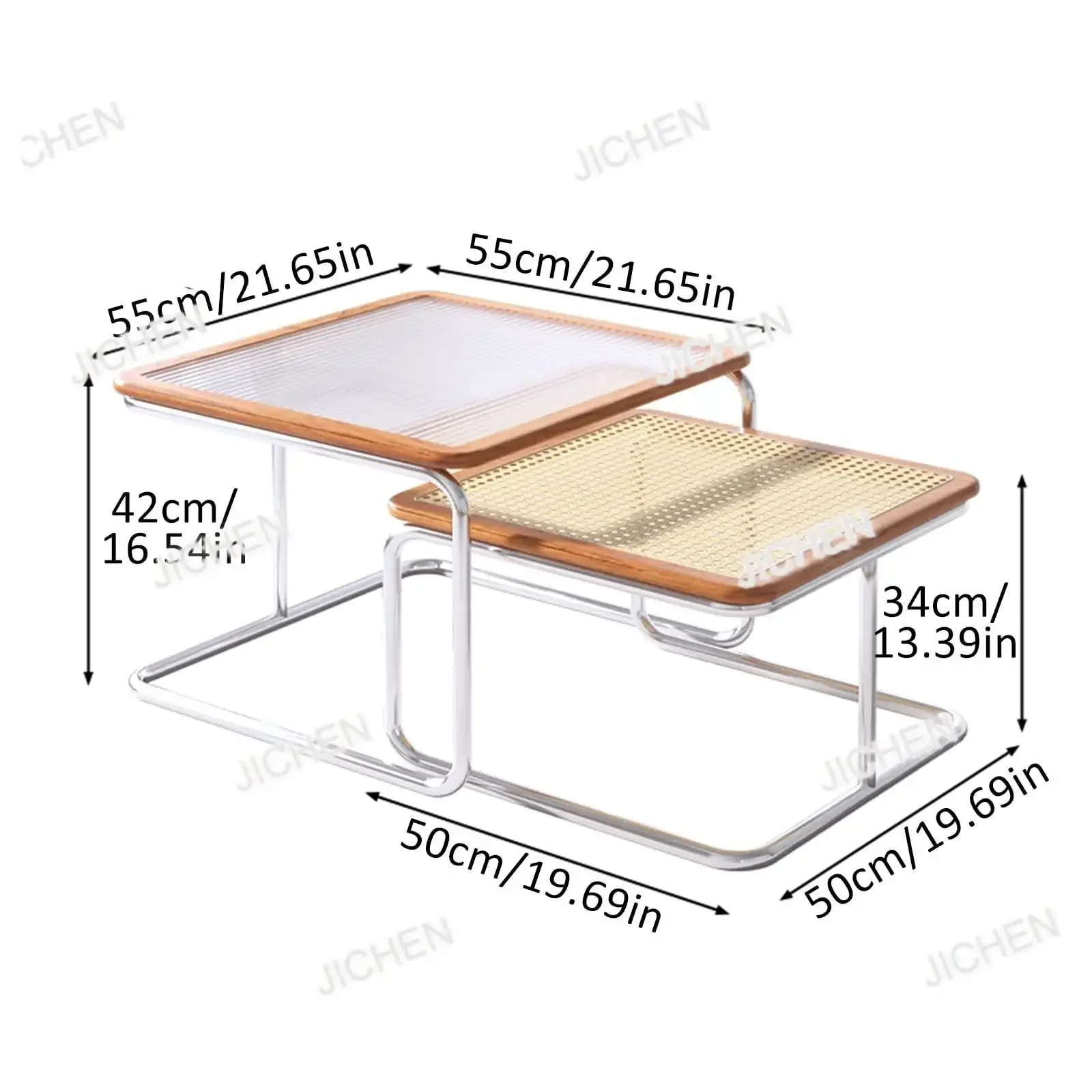 ZQT Nesting Coffee Table Set Of 2 Round Coffee Table With Adjustable Industrial End Table Side Tables For Living Room Balcony Ya