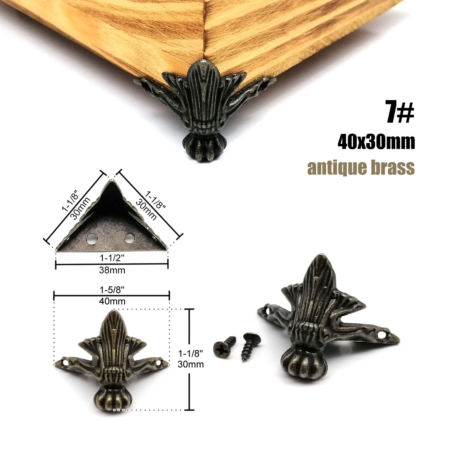 HZYUEGOU 4 Stück Schmuckkisten aus Holz, Geschenkbox, Weinbehälter, dekorative Füße, Eckenschutz, Stützhalterung, Gold, Silber, Bronze – Detail 7