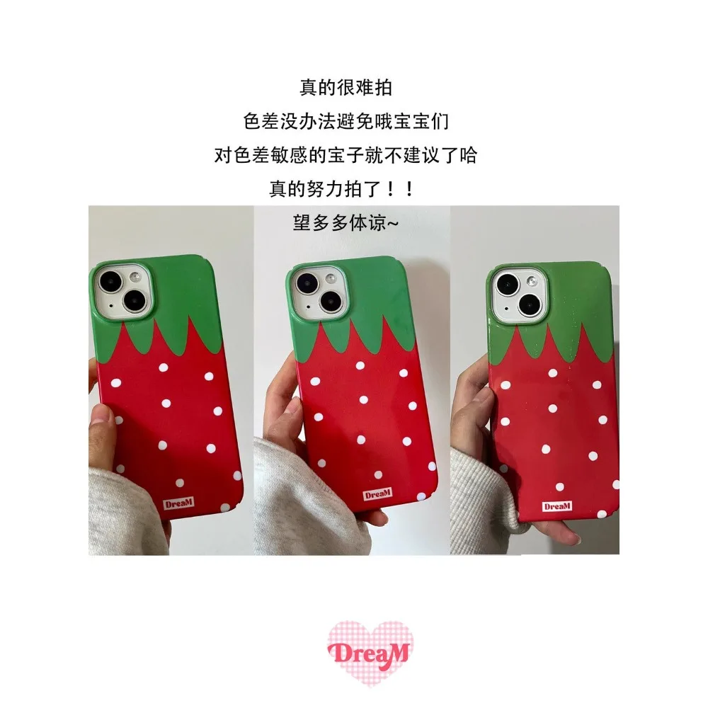 Korean Ins style cute strawberry Phone Case for IPhone 15 14 11 12 13 Pro Max Mobile Phone Case for IPhone XR XS MAX