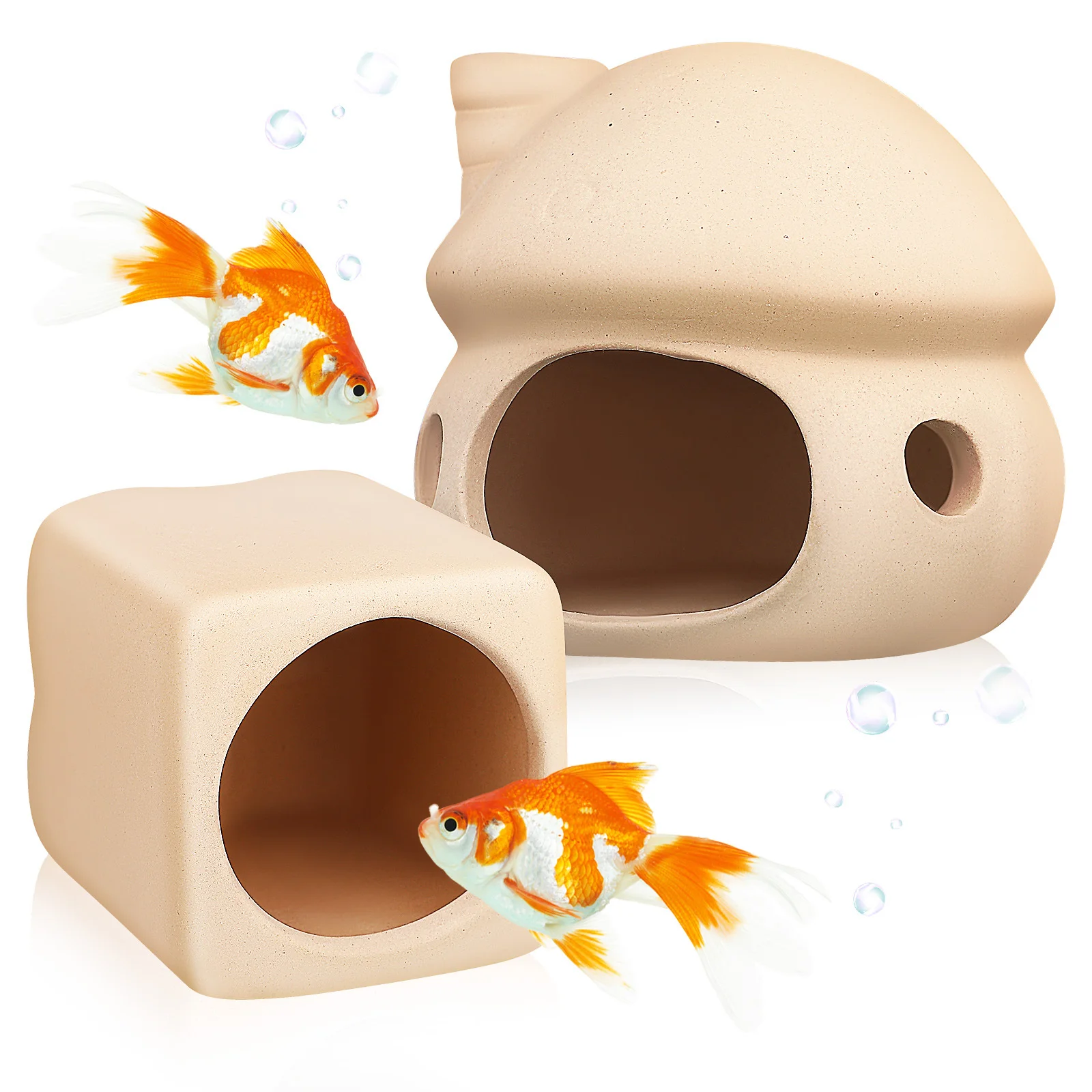 

2Pcs Ceramic Fish House Aquarium Decor Betta Cave Fun Mushroom Tank Decoration Hideout Mushroom Fish Tank Decor