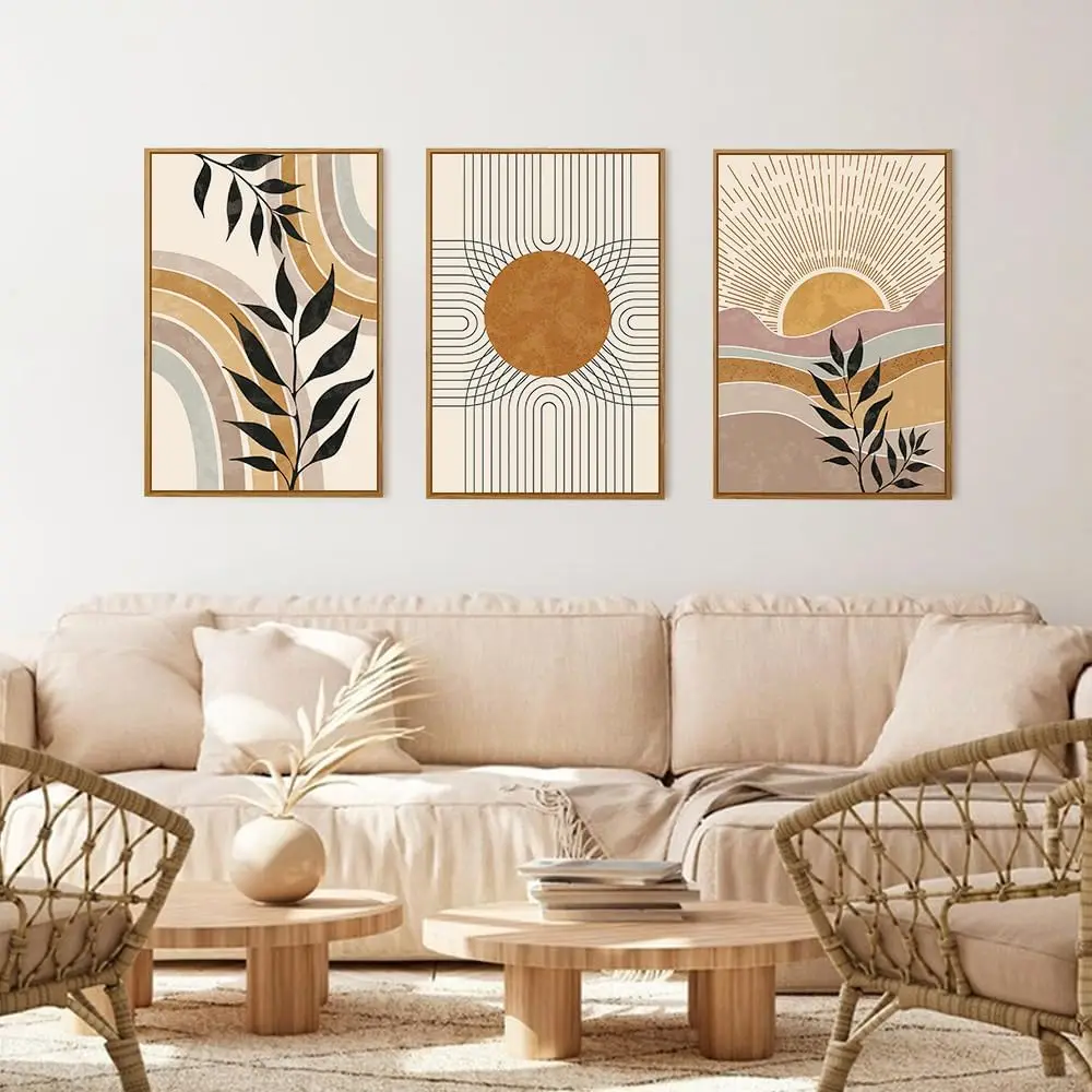 3PCS frameless decorative art print,3Pcs/Set Bohemian Style Frameless Canvas Wall Art Prints Modern Wall Natural Plants Desert S