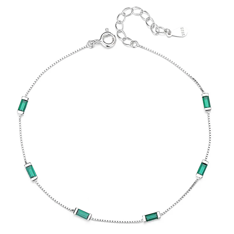 

RYJU 925 Sterling Silver Square Emerald Zircon Bracelet for Women Vintage Emeralds Bracelets Charm Wedding Party Fashion Jewelry