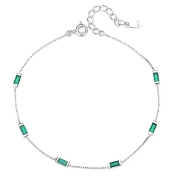 RYJU 925 Sterling Silver Square Emerald Zircon Bracelet for Women Vintage Emeralds Bracelets Charm Wedding Party Fashion Jewelry