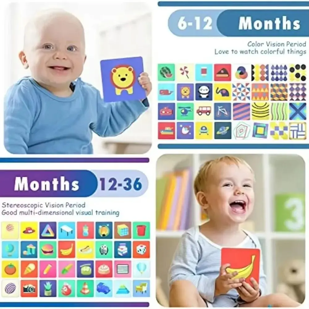 Paper Baby Visual Stimulation Cards Sight Games Black and White High Contrast Flashcards Reusable Durable Baby Flash Cards