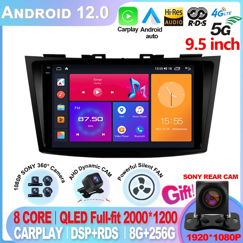 

2K For Suzuki Swift 4 2011 - 2017 Android 12 No 2din 2 din dvd 4G LTE Dispaly Car Radio Multimedia Video Player Navigation GPS