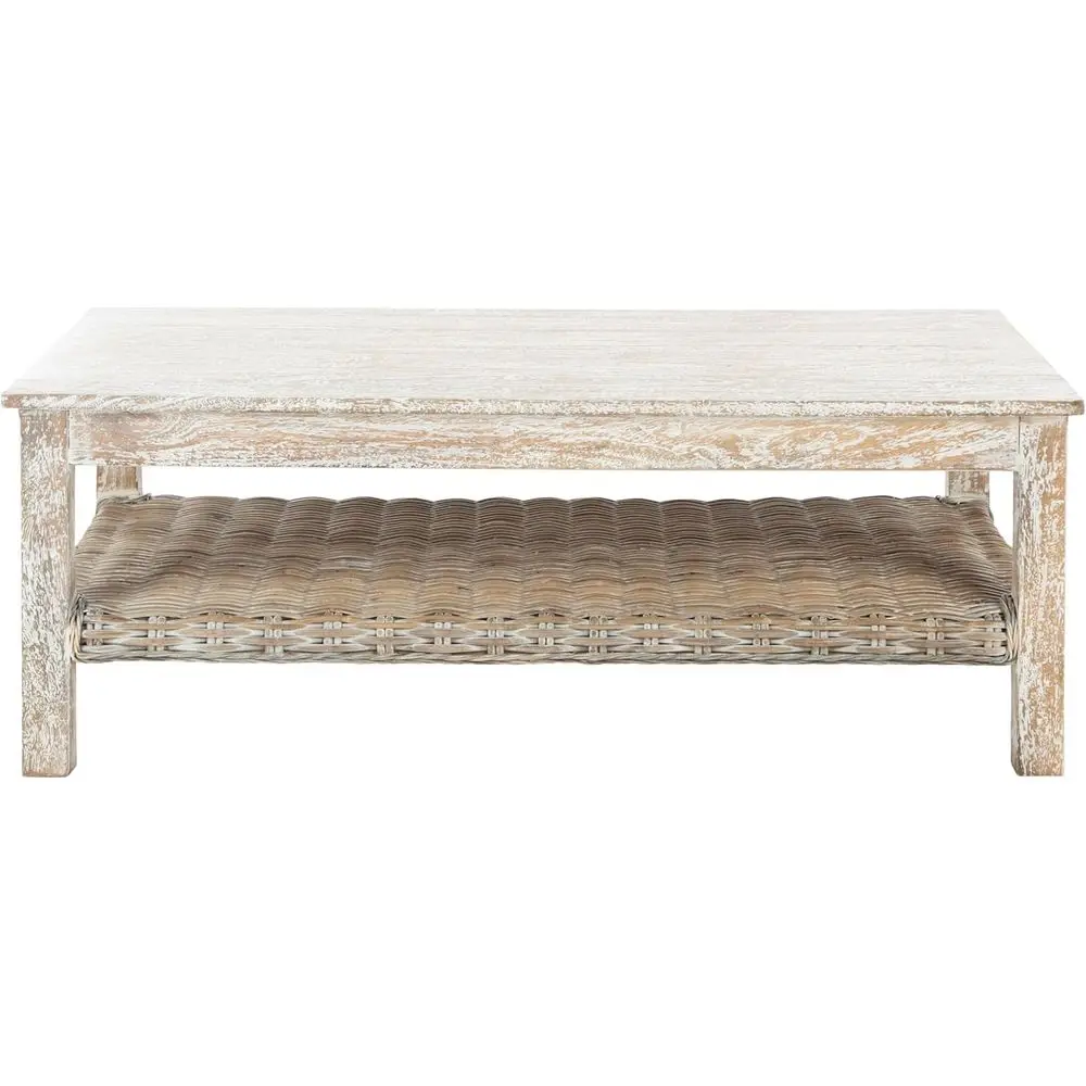 

Home Collection Mia Rattan Coffee Table, White Wash