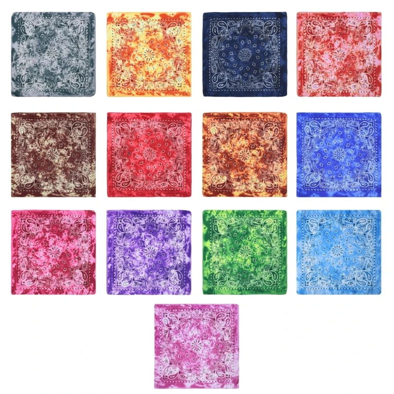 27'' Floral Pattern Bandana Head Scarf for Women Male Square Turbans Head Scarf Colorful Head Wrap Headwear