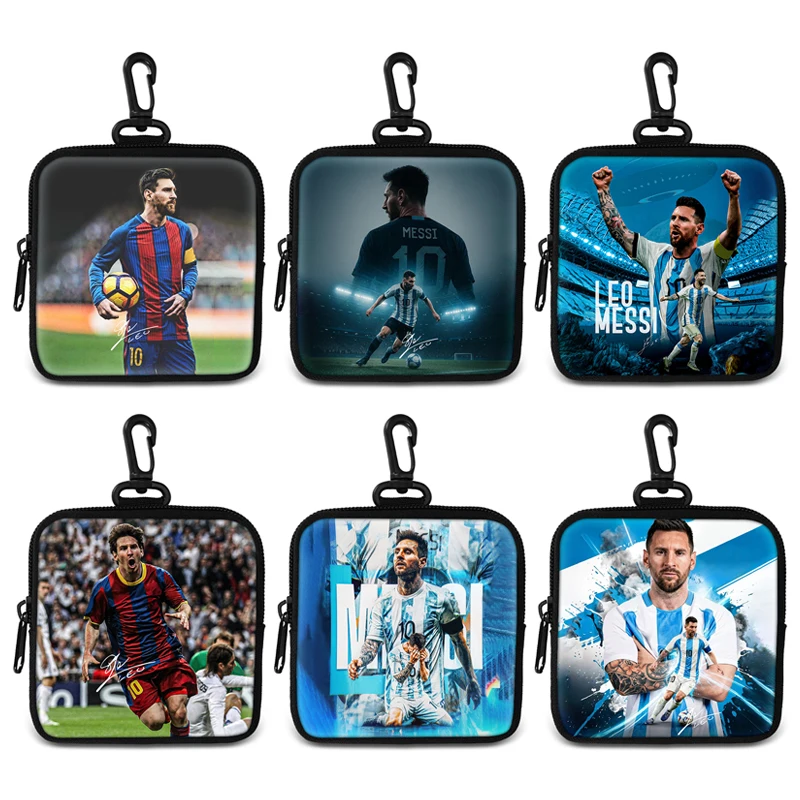 M-Messi Money Coin Purse with Key Ring Pocket Purse mini headphone bag Football Star storage bag Credit Card Holoder Man Women