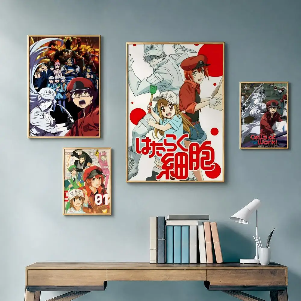 Popular Anime C-Cells at Work!S Poster Vintage Retro Anime Poster Stickers Peel and Stick Wall Art Home Decor