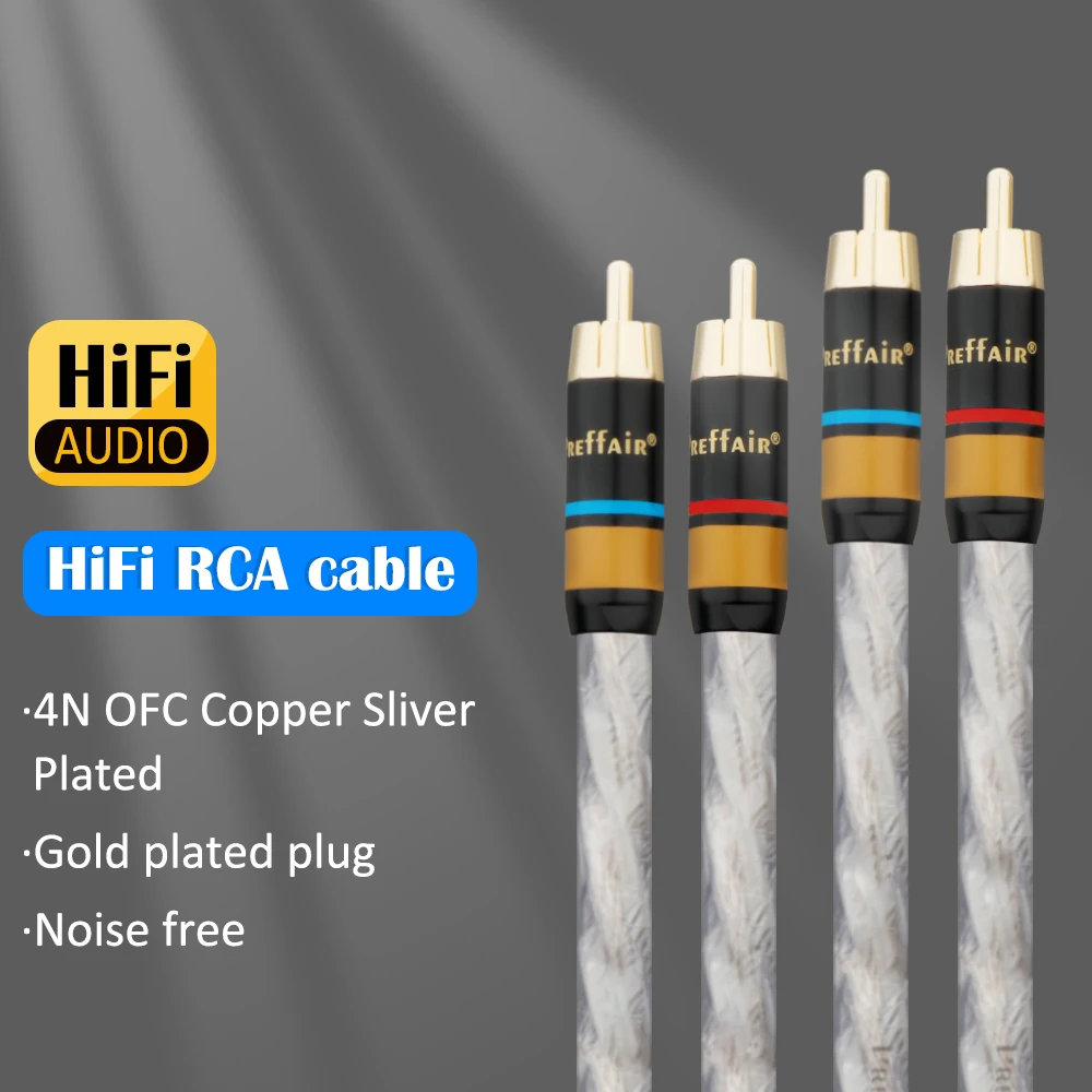 Посеребренный аудиокабель RCA премиум-класса OFC — позолоченные разъемы RCA, соединение Hi-Fi сигнала для усилителя, ЦАП, динамика